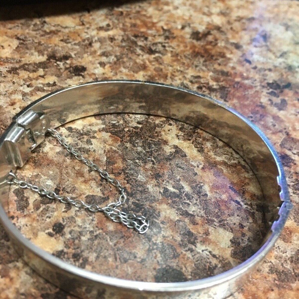 Vintage Silver Tone Whiting Davis Bangle Bracelet hinged - Picture 3 of 5
